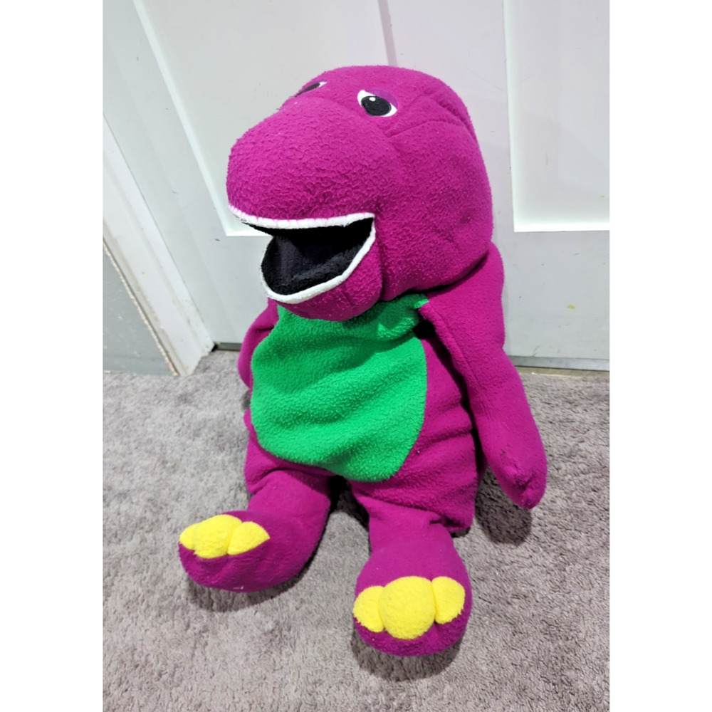Rare Vintage Pillow Buddies Barney Plush Pillow Stuffed Toy Htf Crown Crafts